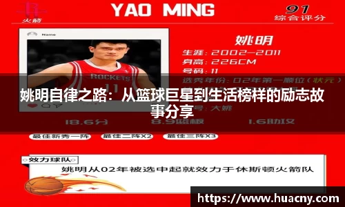 姚明自律之路：从篮球巨星到生活榜样的励志故事分享