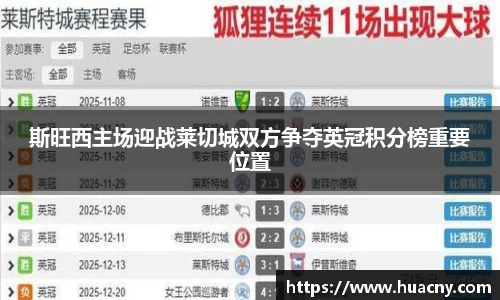 斯旺西主场迎战莱切城双方争夺英冠积分榜重要位置